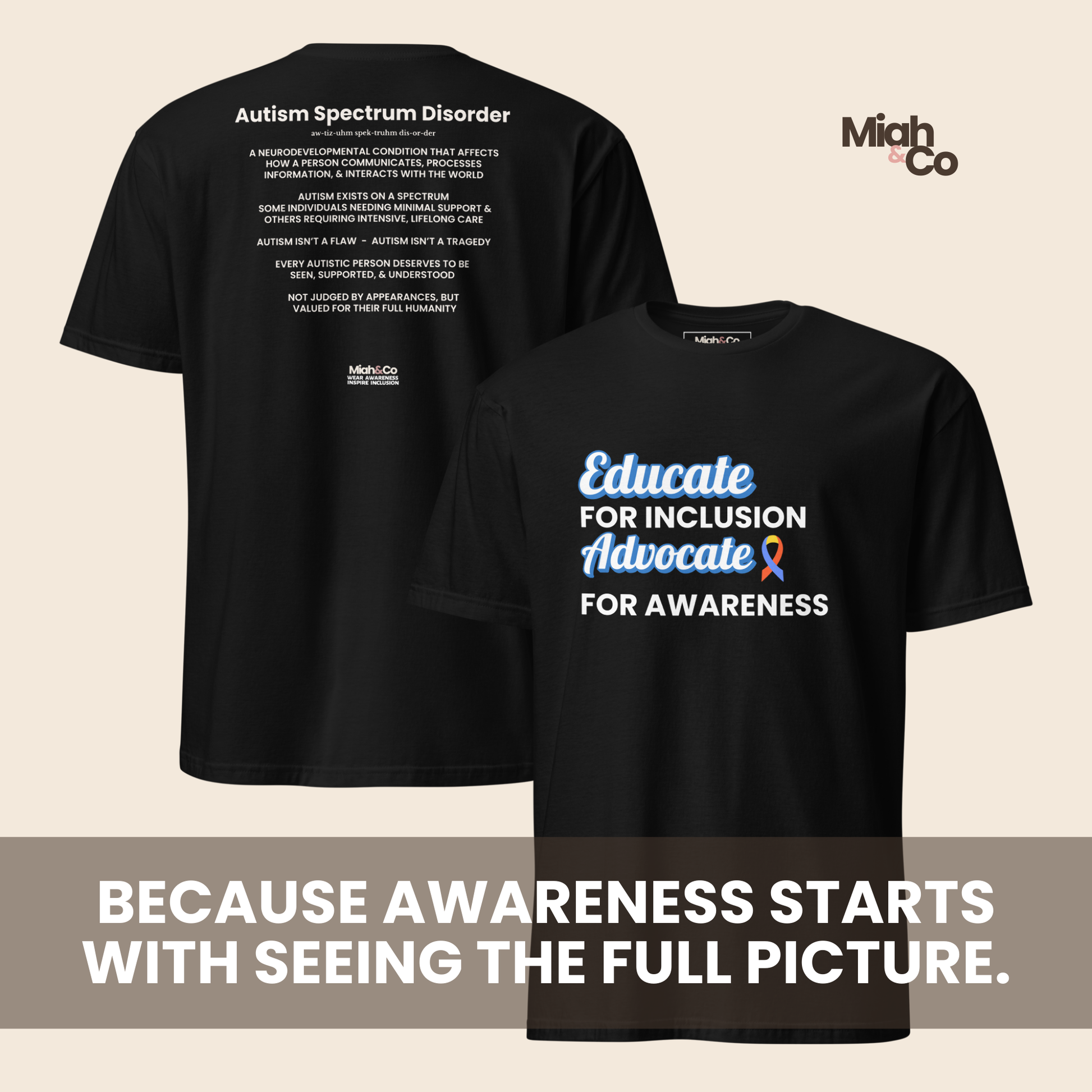 Autism: Educate. Advocate. Include. | Youth Tee - Miah & Co
