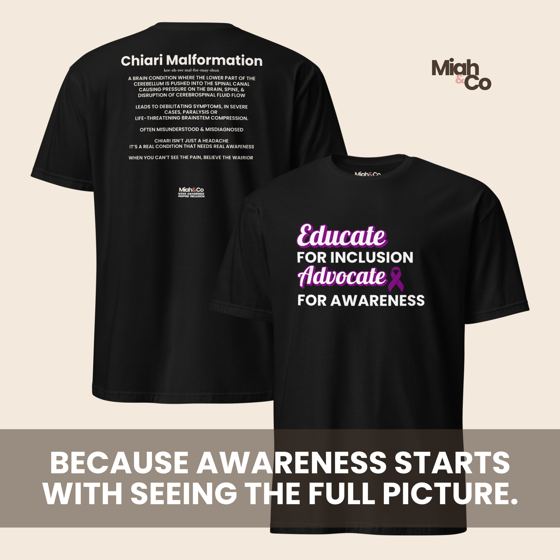 Chiari Malformation: Educate. Advocate. Include. | Youth Tee - Miah & Co