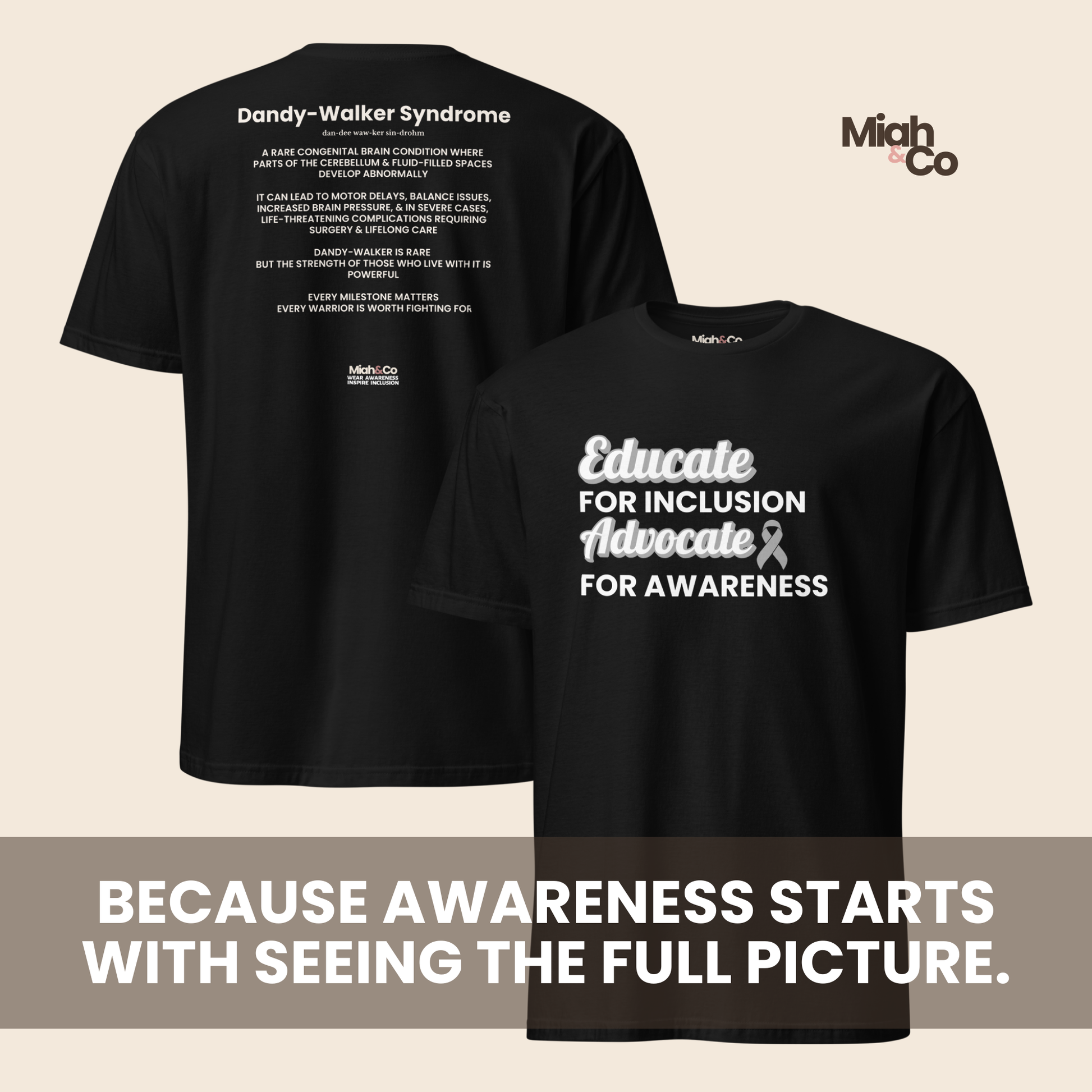 Dandy-Walker Syndrome: Educate. Advocate. Include. | Youth Tee - Miah & Co