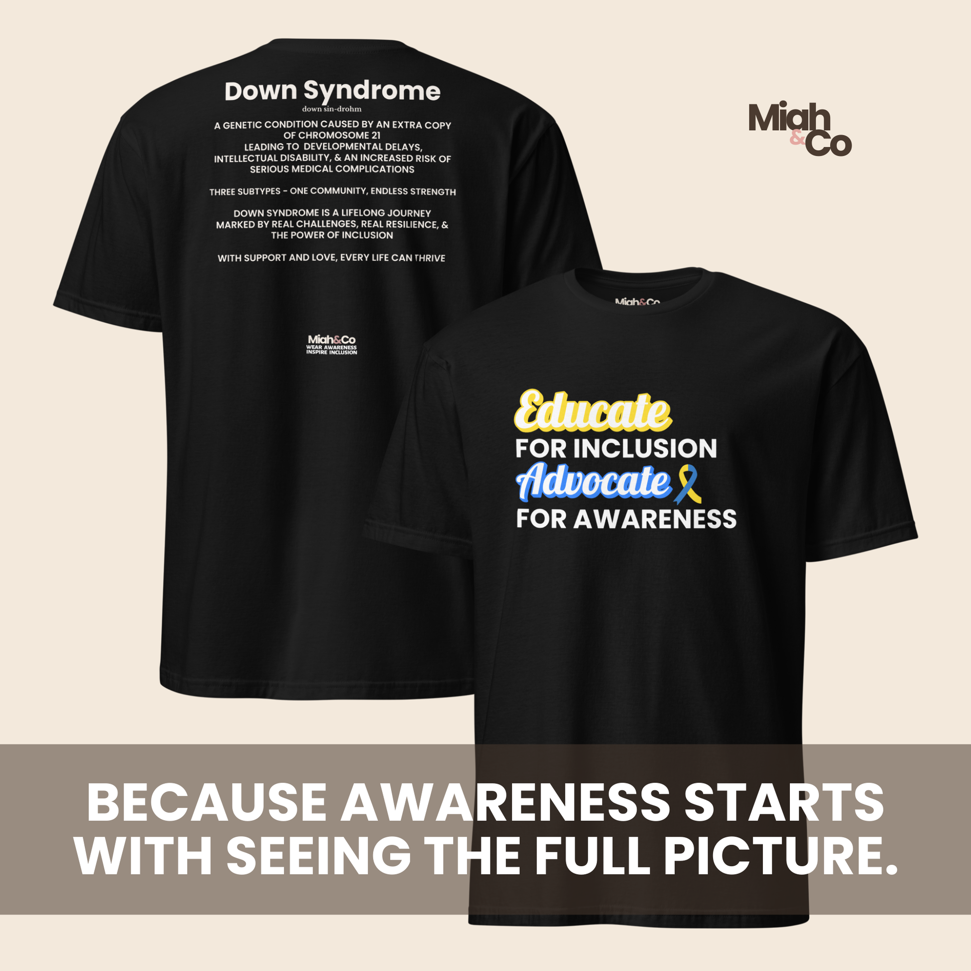 Down Syndrome: Educate. Advocate. Include. | Youth Tee - Miah & Co