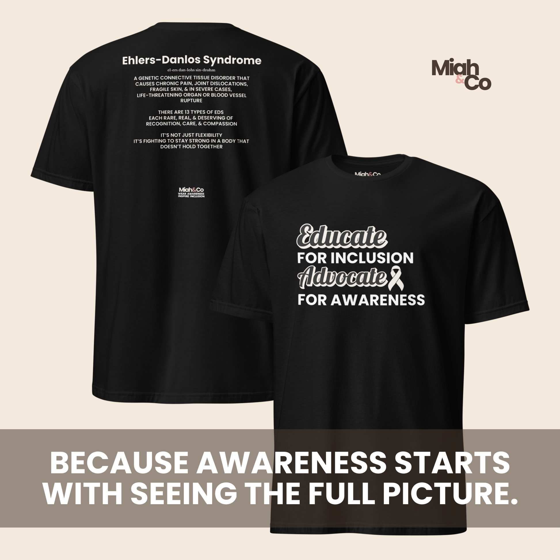 Ehlers-Danlos Syndrome: Educate. Advocate. Include. | Youth Tee - Miah & Co