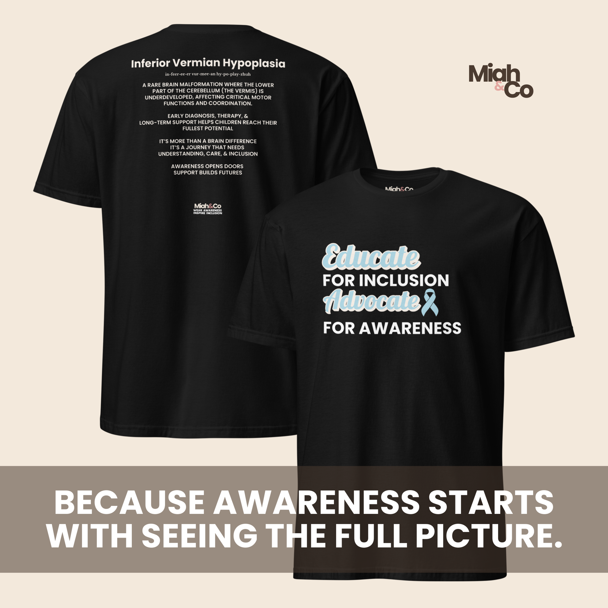 Inferior Vermian Hypoplasia: Educate. Advocate. Include. | Youth Tee - Miah & Co