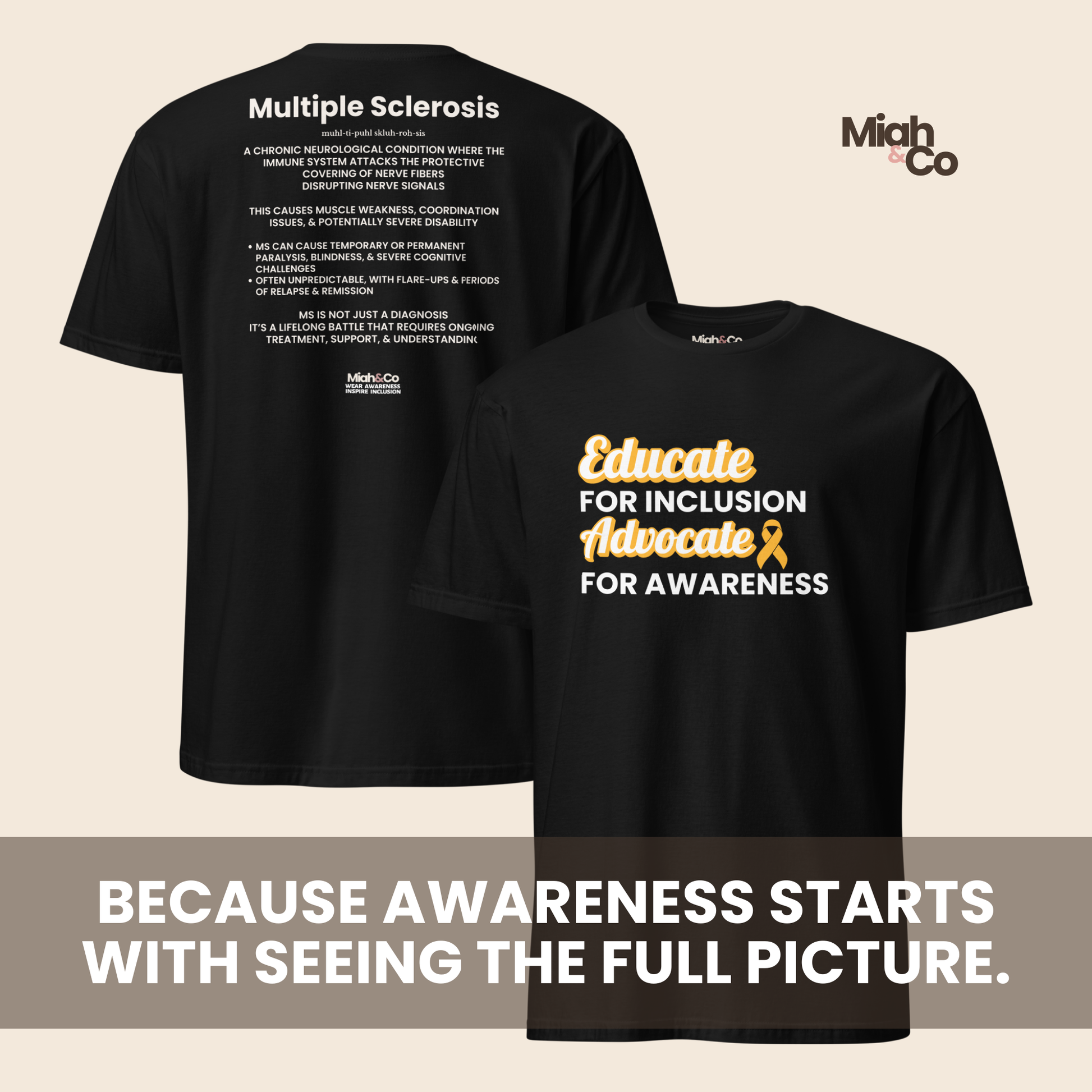 Multiple Sclerosis: Educate. Advocate. Include. | Youth Tee - Miah & Co
