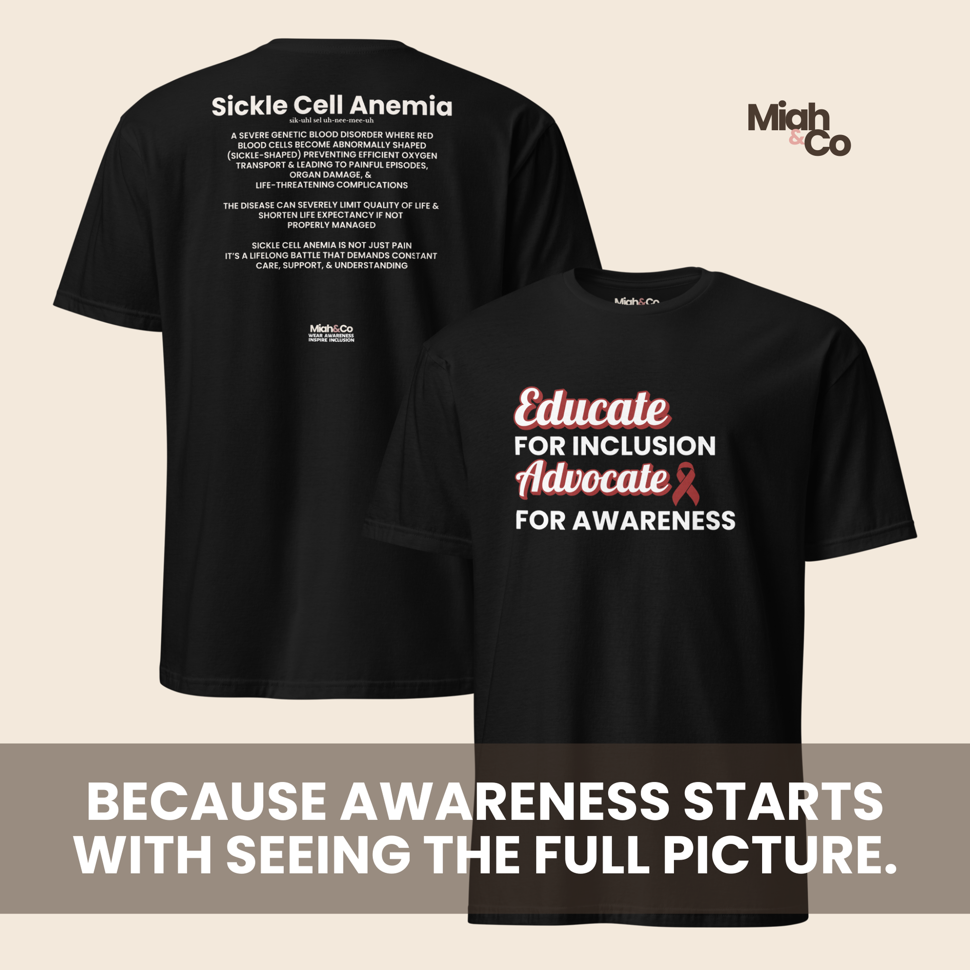 Sickle Cell Disease: Educate. Advocate. Include. | Youth Tee - Miah & Co