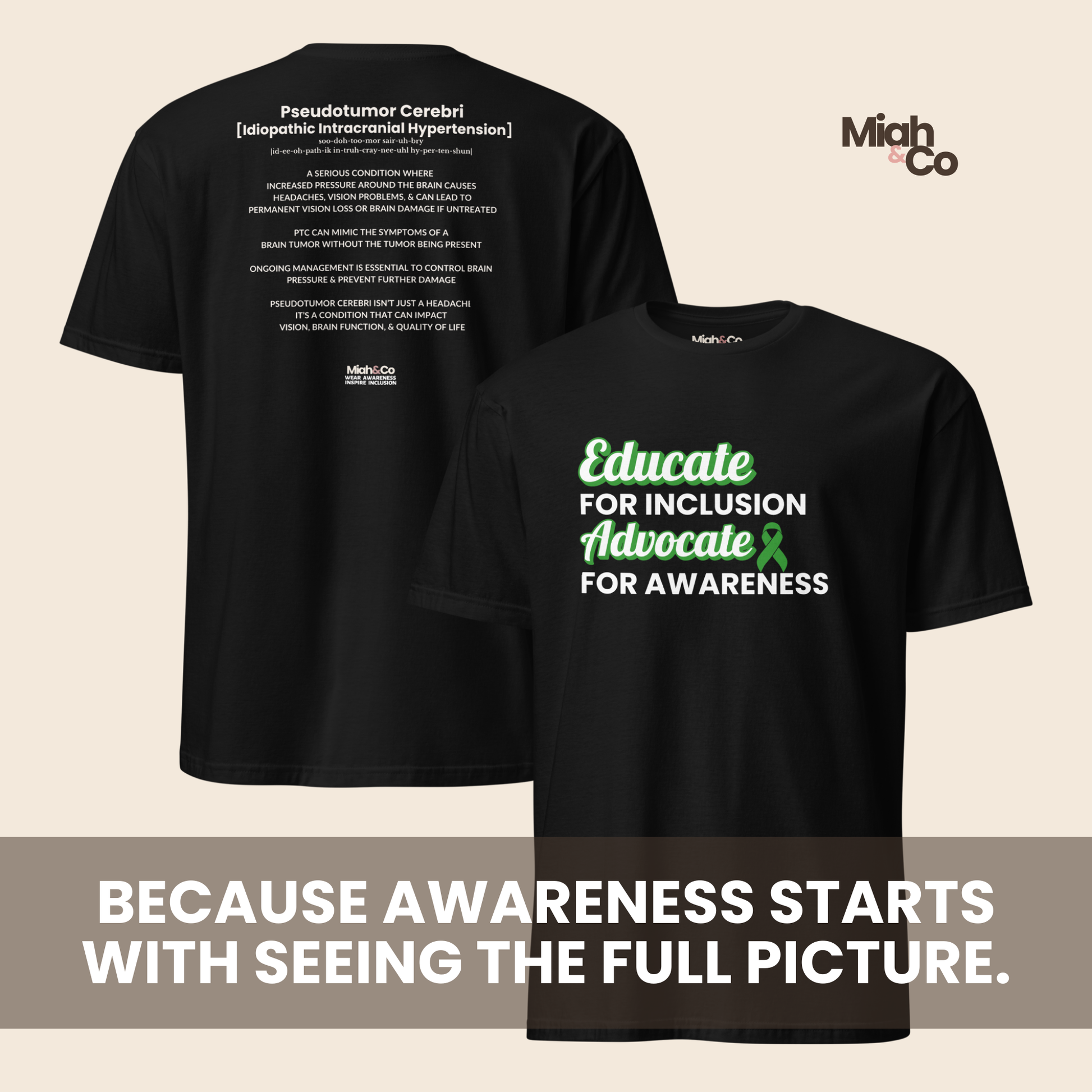 IIH / Pseudotumor Cerebri: Educate. Advocate. Include. | Youth Tee - Miah & Co